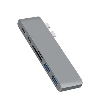 100tk bundle paketi KE_ 6 1 C-Tüüpi Rummu SD TF-Kaardi Lugeja Dual USB-Pordid Adapter