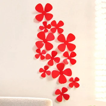 12 Tk/Palju PVC Väikesed lilled Viskoos DIY 3D Seina Kleebis Home Decor Uute tulijate Hot Müük Adesivo De Parede