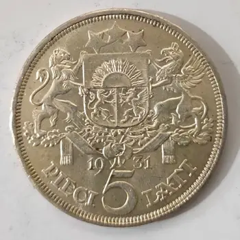 Läti hõbemünt 1931 5 Lat 37mm Vana Päris Hõbedast Originaal Mündid Laekuva Mündi Euroopas