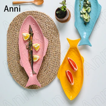 Loovus Kala Dekoratiivne Keraamiline Plaat Jaapani Lihtsus Värvi Glasuur Fishs Nõud Restoran Pakub Plaat, Köögi-Ja Lauanõud