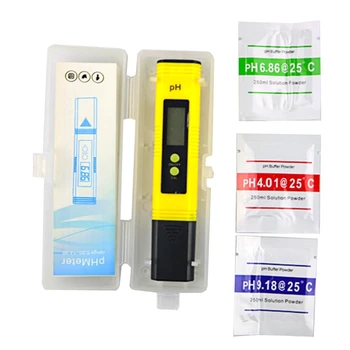 7XEA Digitaalne LCD PH-Meeter Pliiats Tester Täpsus 0.01 Akvaariumi Basseini Vee Veini Uriini Automaatne Kalibreerimine, Sinine/Punane/Kollane
