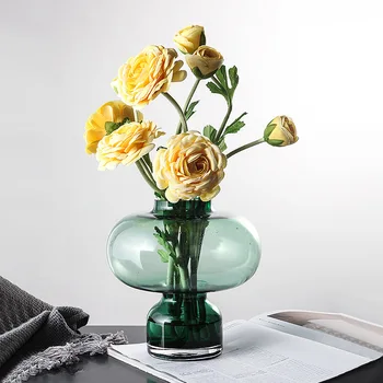 Euroopa Kerge luksuslik Klaasist Vaas Ümar Roheline Lille Pott Kuivatatud hydroponics lillevaasid Kodu Kaunistamiseks Tarvikud Kaasaegne