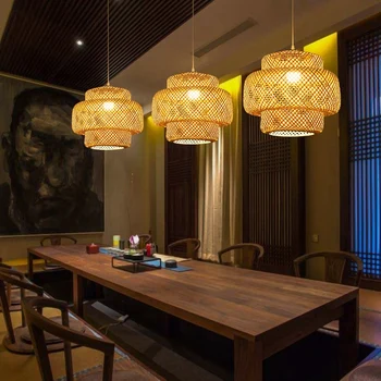 Käsitsi valmistatud Bambusest Lambivarju Ripats Lae DIY Restoran Vahekäiguga lambivarjud Jutustama Rippuvad Valgus (Ilma valgusallikas)