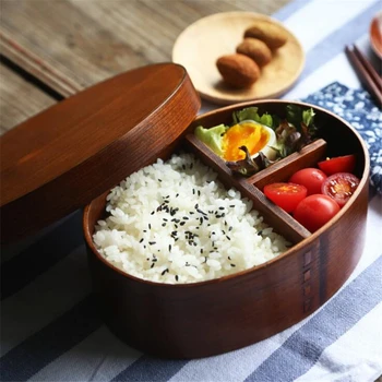 Puit Lunch Box Jaapani Kaasaskantav Bento Karpe Toidu Mahuti Koos Laekaga Piknik Puidust Juhul Kodu Tarvikud