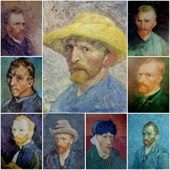 Van Gogh self Portrait Diamond Maali Teenetemärgi Kingitus Pilt Rhinestone Diamond Mosaiik