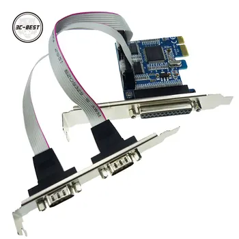 2 Sadamate RS232 PCIE RS-232 Serial Port COM & 1-Port Parallel Printer Port, LPT, et PCI-E PCI Express Adapter Kaardi PCI02304