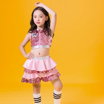 Laste Tulemuslikkuse Kostüümid Ehitud Jazz Tantsu Kostüümid Tüdrukute HipHop Riided Cheerleading Nuku Seelik Tantsu Kostüümid DQS7012