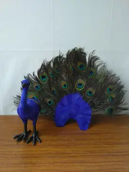 Uus reaalne elu paabulinnu mudel vaht ja sulgedest sinine paabulind lind nukk kingitus umbes 30x50cm d0050