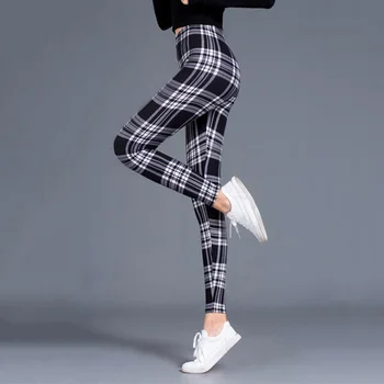 Naiste Retuusid Grid Prindi Kasutada Fitness Leggins Elastsus Ruuduline Push Up Legging Naine Seksikas Püksid Pluss Suurus Püksid