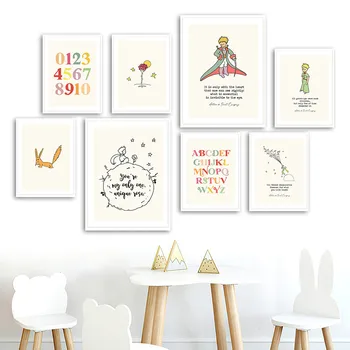 Numbrid, Tähed, Lill, Väike Prints Rebase Anime Seina Art Lõuend Maali Nordic Plakatid Ja Pildid Seina Pilte Kids Room Decor
