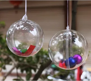 Uute tulijate 6cm Dia läbipaistvast Plastikust Jõulud Palli Candy Box Xmas Rippuvad Baby Shower Pulm Teene Tarvikud