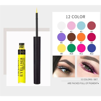 12 Värvi Matt Värviline Vedelik Silmapliiats Set Color Gel Eyeliners Veekindel