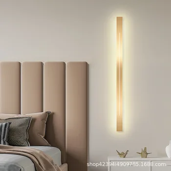 Lihtne, kaasaegne magamistoas voodi kõrval seina lamp Põhjamaade loomemajanduse väga lihtne pikka koridori lambi elutuba taust seina lamp