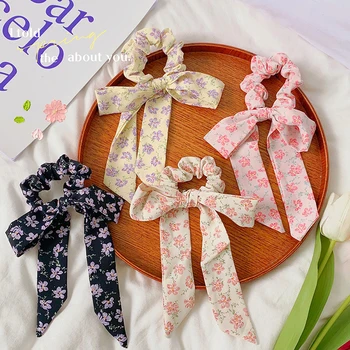 Uus Sifonki Bowknot Elastsed Juuksed Ansamblid Naised, Tüdrukud Scrunchies Peapael Juuksed Sidemed Hobusesaba Omanik Juuksed Accessorie Print Ribbon