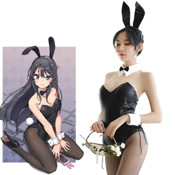 Seishun Buta Yarou wa Bunny Tüdruk Senpai no Yume wo Minai Cosplay Halloween Kostüüm Tüdrukute Seksikas Armas Jänku Faux Nahast Küülik