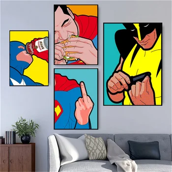 Marvel Lõuendile Maali Seina Art Superkangelane Naljakas Kapten Ameerika Joomine Supp Plakatid ja Pildid Seina Decor Pilte Tuba Decor