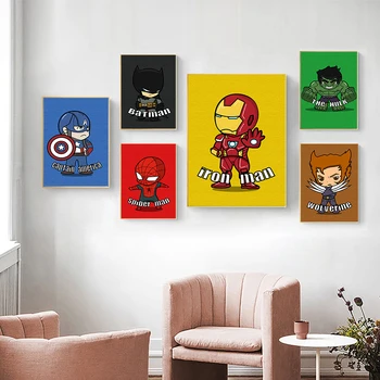 Marvel Superhero Koomiks Avengers Lõuend Värvimine Spider Man Iron Man Kapten Ameerika Plakati Print for Kids Room Decor