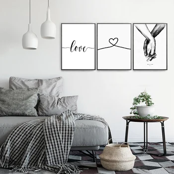 Põhjamaade Must Valge Lõuend Maali Armastus Seeria Seina Art Pilte Minimalistlik Printida Plakateid Tuba Decor Tint Armastus maali Lõuendile
