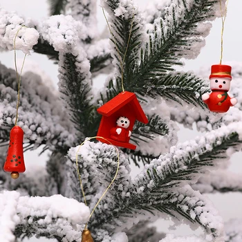 20PCS Christmas Tree Teenetemärgi Kaunistused Cute Cartoon Kaunistused Puidust Materjal XMAS Decor Festival Kleit Üles Tarvikud