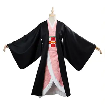 Demon Slayer Kimetsu no Yaiba Cosplay Kostüüm Kimono Komplekt, Kleit Halloween Karnevali Kostüümid