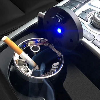 Uus Auto Push Tüüpi Tuhatoosi koos LED Valgus Auto Sõiduki Sigaret Tuhatoosi Omanik Prügikasti Sisseehitatud Ülejäänud Tagada Puhas Interjöör Decor