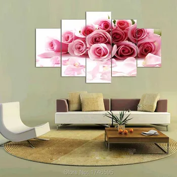Kaasaegse kodu seina decor elutuba decor Seina Art Pilt trükitud roosa roosi õied, õlimaal, Lõuend art prints /PT0182
