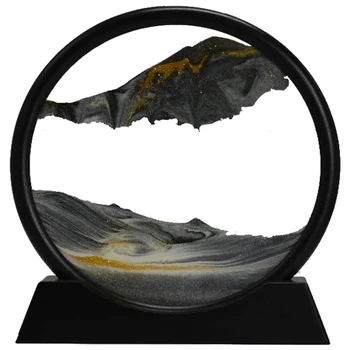 Liikuv Liiv Art Pilt Ring Klaas 3D süvamere Sandscape Liikuma Ekraan Voolav Liiv Raam(7inch)