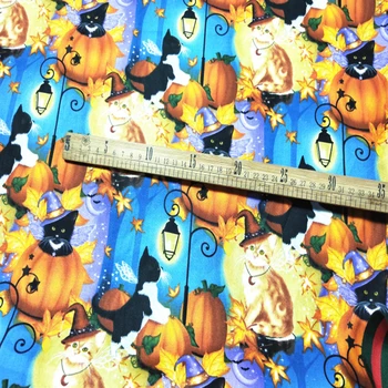 Uus 110cm lai Halloween pumpkin kass Trükitud Puuvillane Riie Quilting Segast Õmblemine Materjal Puuvillane Riie Diy Kleit Riided