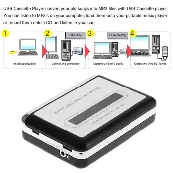 Kaasaskantav Kasseti-Mängija Kaasaskantav Lindi Mängija Lööb kassettmagnetofon USB kaudu kooskõlas sülearvutid ja ARVUTI teisendada lindi cas