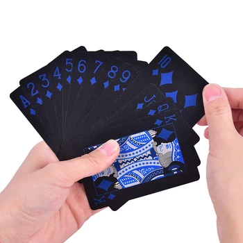 Veekindel PVC Plastikust mängukaardid Pokkeri Mustad mängukaardid lauamäng Kvaliteedi Classic Magic Trikke Tool Magic Box-pakitud