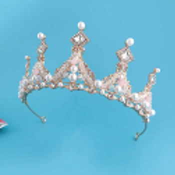 Printsess Võra Crystal Tiaras Sünnipäeva Pearl Crown Tulemuslikkuse Pulm Mudel Catwalk Käsitöö Kristall Tiara Tüdrukud