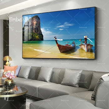 1 tk Paat Mere Rand, Maastiku Seina Art Plakateid elutuba Home Decor Modulaarne Pilte HD Lõuend Print Maali