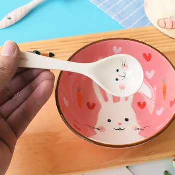 Armas Laste Lusikas Loominguline Trükitud Keraamiline Loomade Vidinaid Söögiriistad Lapsed Dinnerware Nõud Cartoon Imiku Toitmine Lusikas