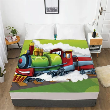 Cartoon Laste Elastne paigaldatud leht voodi lehel Elastse Bänd 160x200 Madratsi Kate Voodi kate, lapsed, beebi Auto racing