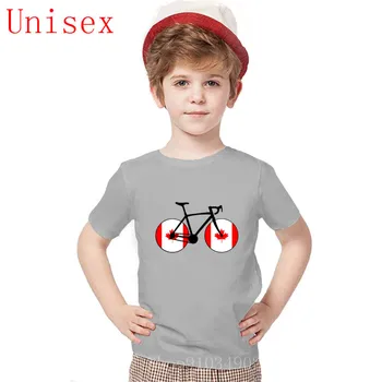 Kanada Lipu Jalgrattasõit T-Särk vectorized tüdrukute riided t-särk Cartoon Armas T-Särk, lühikese varrukaga t-särgid poistele laste riided