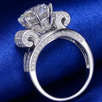 5CT Geniaalne Ring Diamond Suur Luksus Ringi Sterling Hõbe Naiste Sõrmus Unikaalne Engagement Naiste Valge Kuld Aastapäeva Sõrmus 925