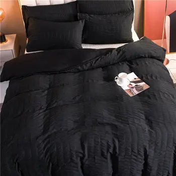 Solid color seersucker tekikott voodipesu komplekt Jaapani Lihtne Stiil tekikott padjapüür Twin Kuninganna Kuningas Full size Kodu