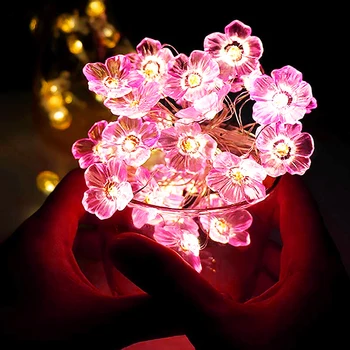 Lill Haldjas LED-Cherry Plum Blossom String Kerge Akuga Magamistuba Jõulud Pulmapidu Terrass Aia Kaunistamiseks