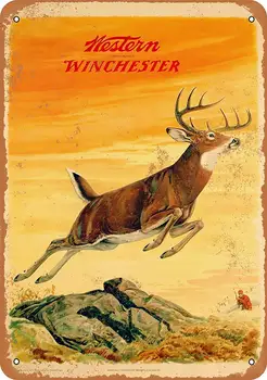 8 X 12 Metal Sign Vintage Look 1958 Western Winchester Deer