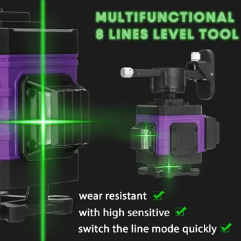 Multifunktsionaalne Laser Tasandil 2D 8 Read Tasandil Vahend, Tööriist, Vertikaalne, Horisontaalne rida 3° Ise tasandamine Funktsioon