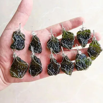 5-15g Moldavite roheline aerolites ripats, Roheline klaas, kristall kivi ripats energia tasuta köie Ainulaadne Kaelakee