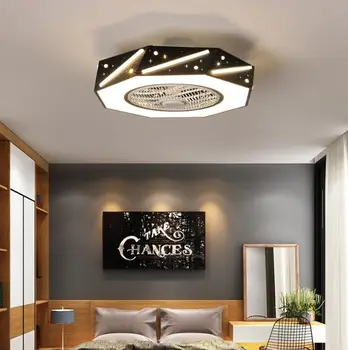 Kaasaegne lihtne magamistuba, söögituba uuring laste tuba geomeetriline loov isiksus, LED fan lamp lae lamp