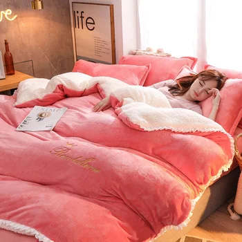 WOSTAR Talvel soe sherpa tekk, kaas ja padjapüür voodi super pehme tahke hubane flanellist voodipesu komplekt luksus kodutekstiilid