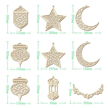 10tk/set Ramadan Eid Mubarak Puidust Käsitöö Kuu Tahvel Teenetemärkide Kodus Ripub Ornament Ripats Islami Moslemi Poole Tarvikud