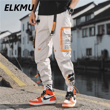 ELKMU Tasku Segast Cargo Püksid Jogger Mehed Streetwear Harajuku Mood Multi-tasku Sweatpants Püksid Elastne Vöökoht HM453