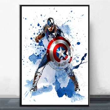 Karikatuurid Marvel Avengers Superkangelane Lõuend Maal Akvarell Klassikaline Marvel Plakat ja Print Seina Art Pilt Laste