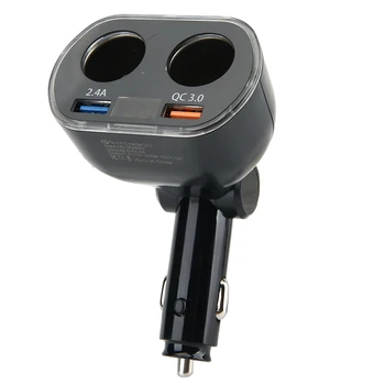12-24V 2-Tee Auto sigaretisüütaja Pessa Splitter 2.4 A+QC3.0 Dual USB-Pordid Laadija Power Adapter Auto Elektroonika Tarvikud