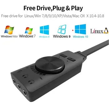 GS3 Virtuaalne 7.1 Kanaliga helikaart, USB Adapter ja 3,5 mm Peakomplekti Sülearvuti