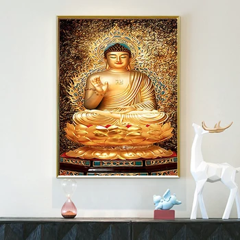 DIY Täielik Teemant Maali Kuldne Buddha ristpistes 5D Tikandid ennekuulmatut Kurjad Vaimud Nanmo Amitabha Maali Home Decor