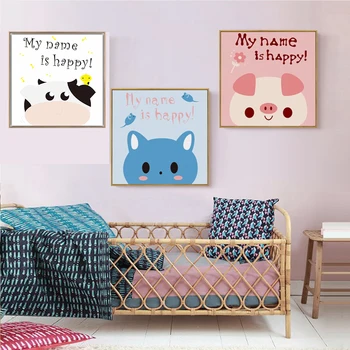 Kawaii Loomade Kass, Siga Maalimislõuend Kunst Prindi Plakat Pilt Cartoon Seina Maalid Lapsed Magamistoas Seina Decor
